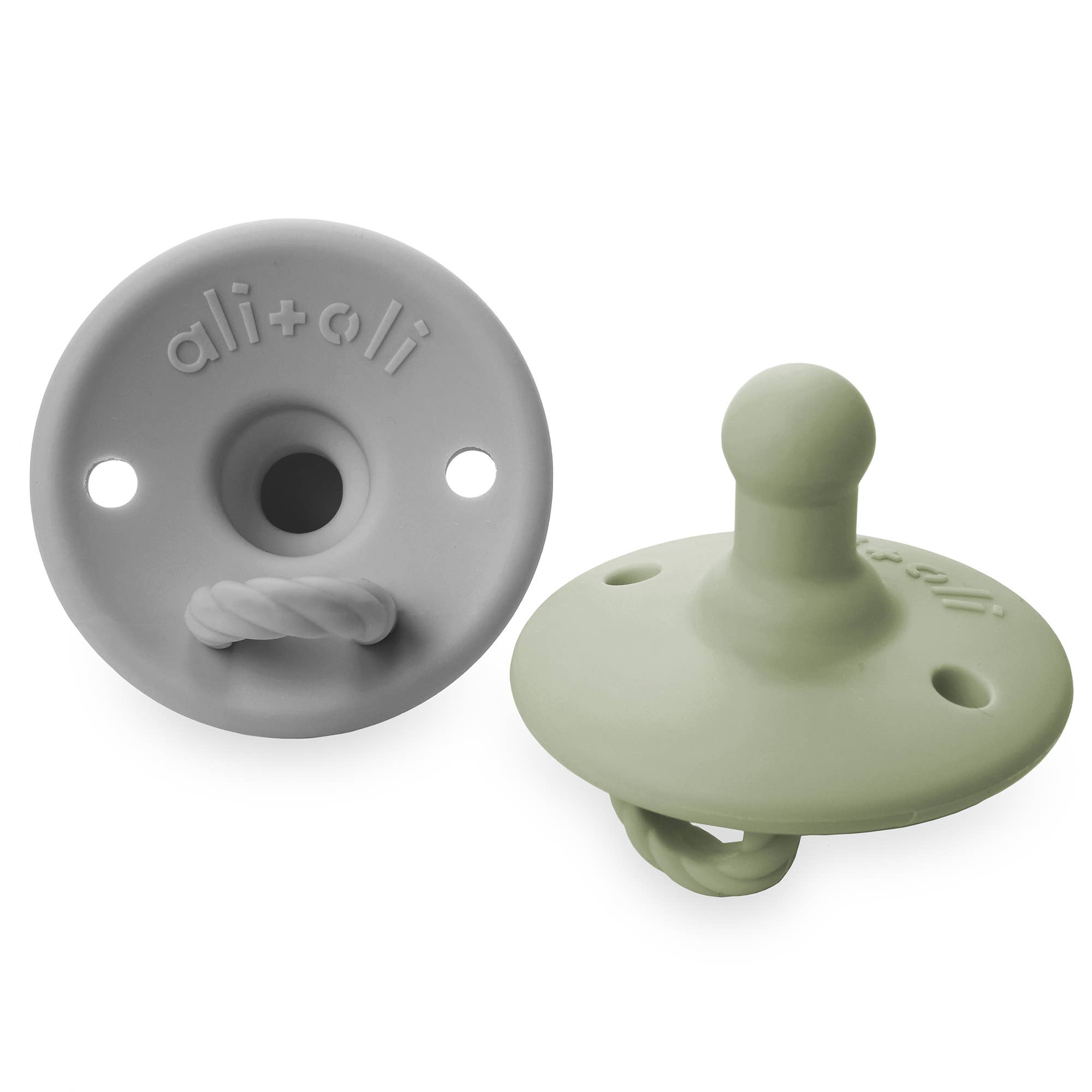 Grey Pacifier Pacifier Set Round (Grey & Sage) – Stitching Around Collections