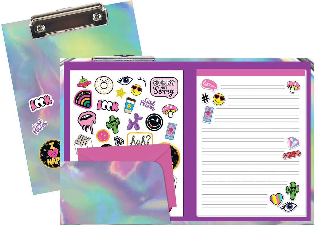 SILVER HOLOGRAPHIC CLIPBOARD SET
