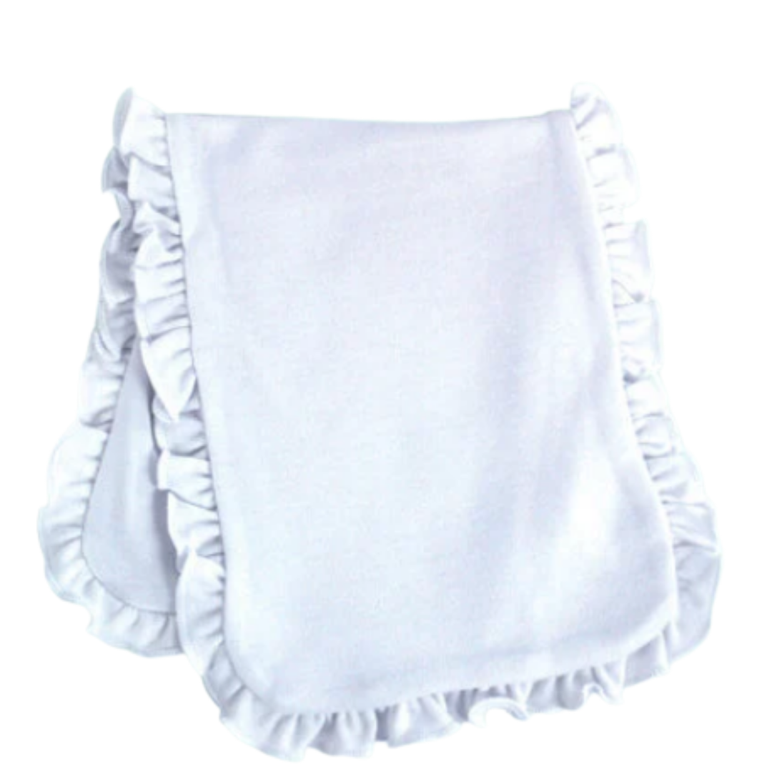 Baby 2-PLY Blank Burp Cloth w/ Ruffle Trim | Pink & White