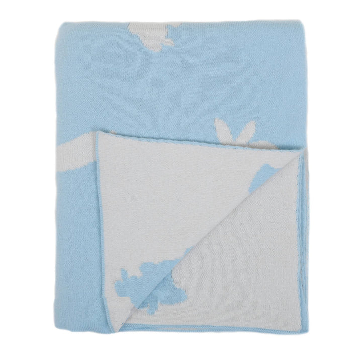 Bunny Knit Baby Blanket Blue