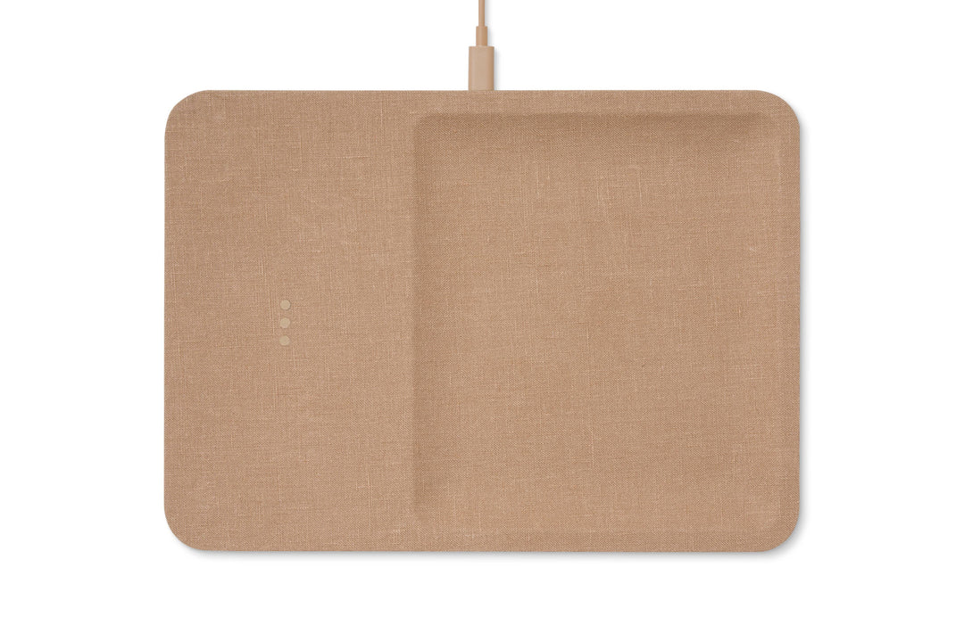 CATCH:3 - Belgian Linen Wireless Charger with Valet Tray