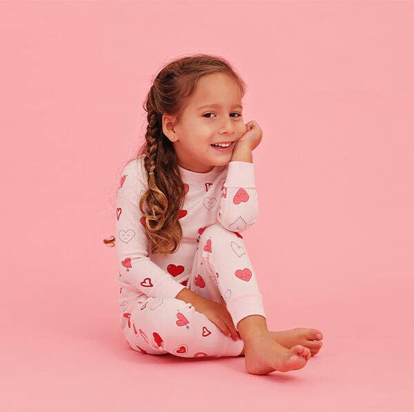 Pink Hearts Two Piece Pajama by Baby Noomie