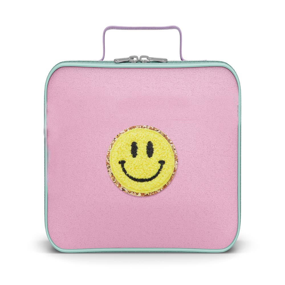 Happy Face Color Block Canvas Insulated Lunch Box