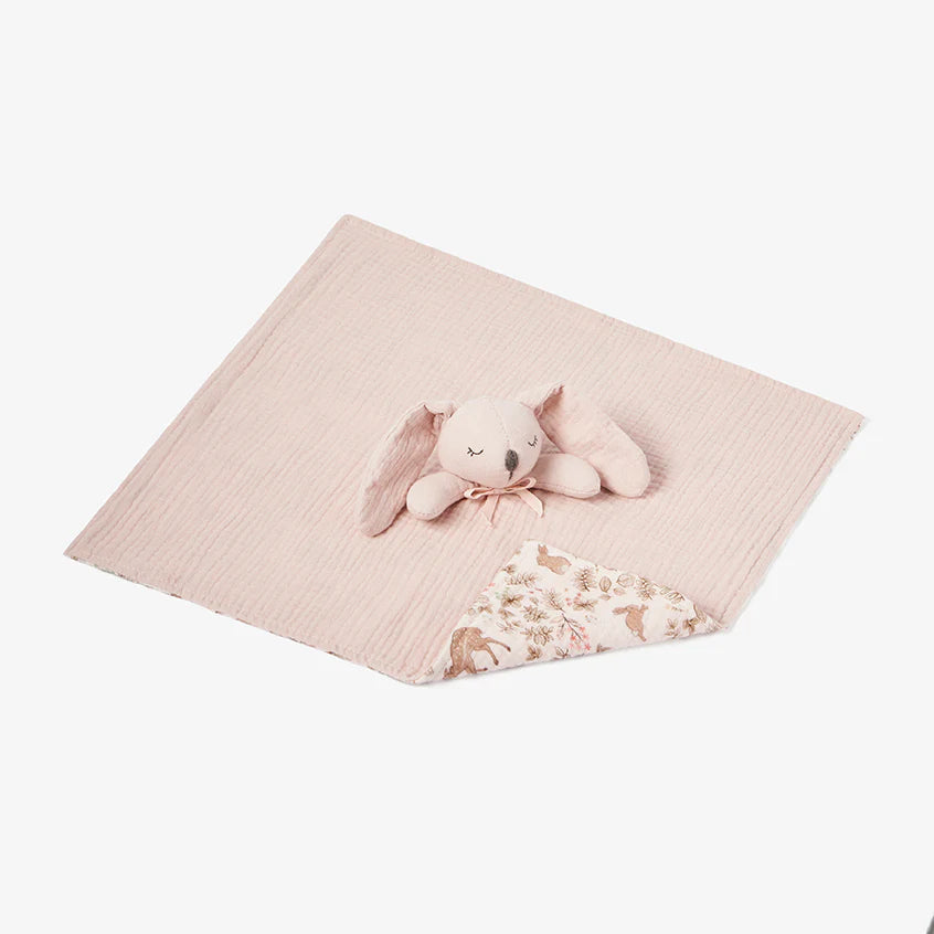 Blush Pink Bunny Organic Cotton Security Blanket by Elegant Baby
