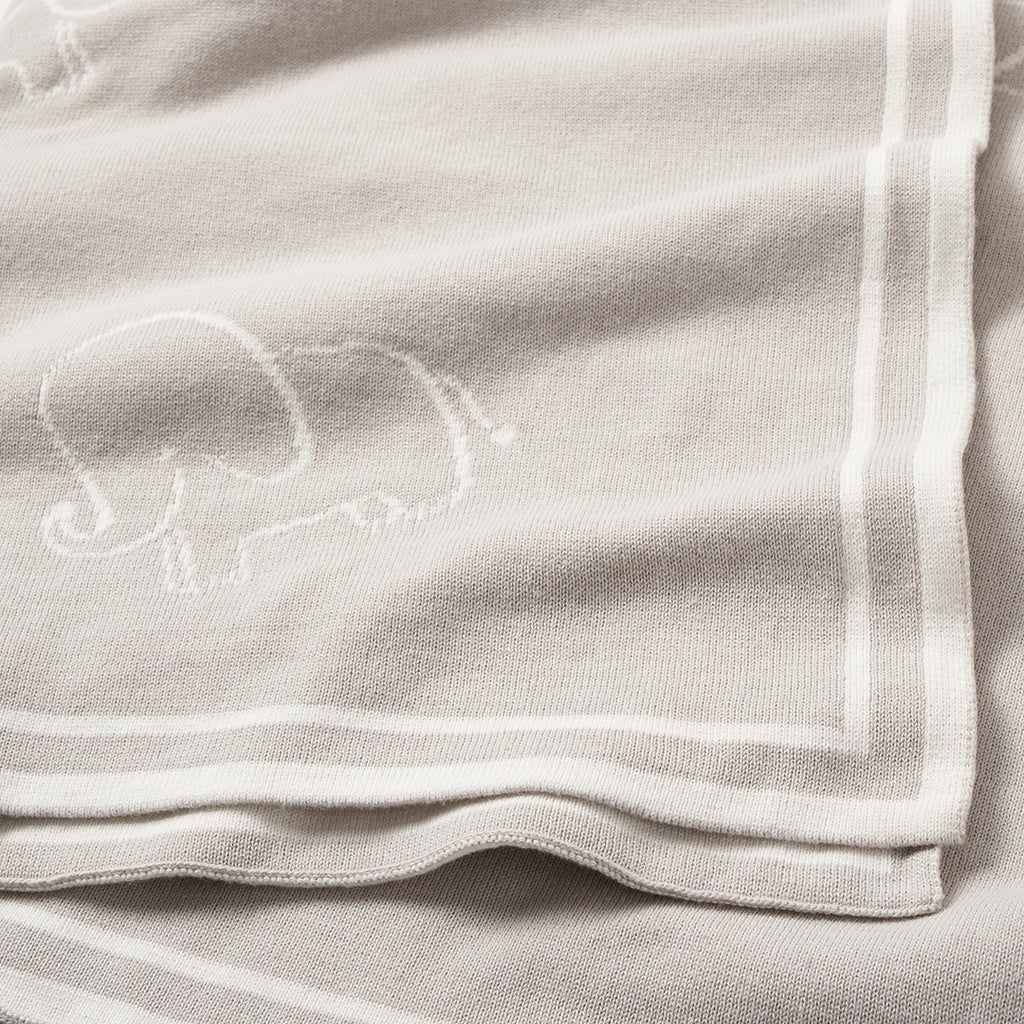Elephant Jacquard Knit Grey Baby Blanket by Elegant Baby