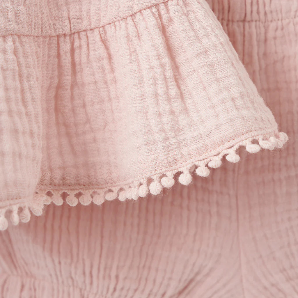 Organic Muslin Tie Top 2-Piece Set Blush by Elegant Baby