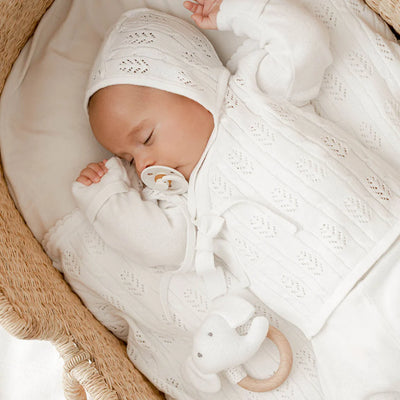 White Knit Layette Gift Set by Elegant Baby