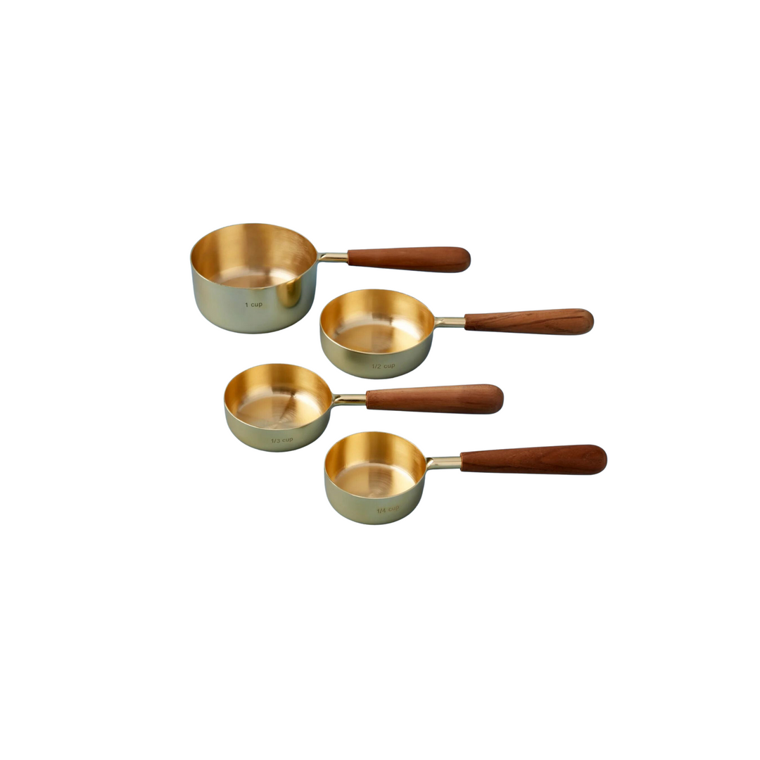 Gold Tone Bronze & Wood Measuring Cups, Set of 4 by Be Home