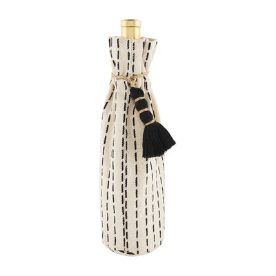 Wine Bag Cotton With Accent Tassel