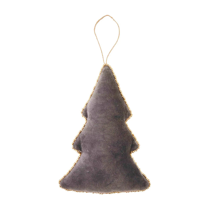 Velvet Beaded Grey Ornament