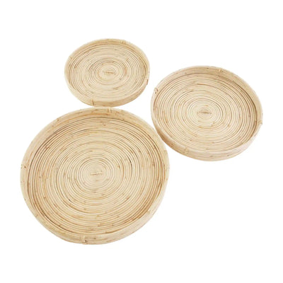 Beautiful Woven Cane Tray Set