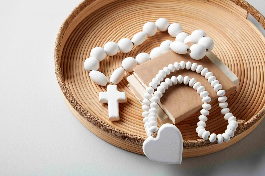 Cross on Decorative White Beads
