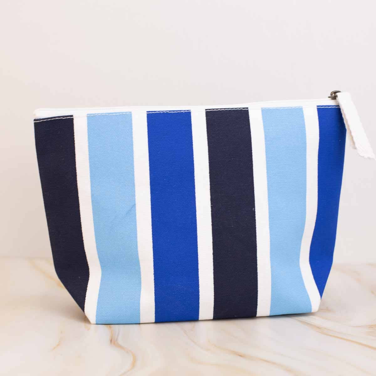 Island Breeze Cosmetic Bag White/Multi Stripe by The Royal Standard