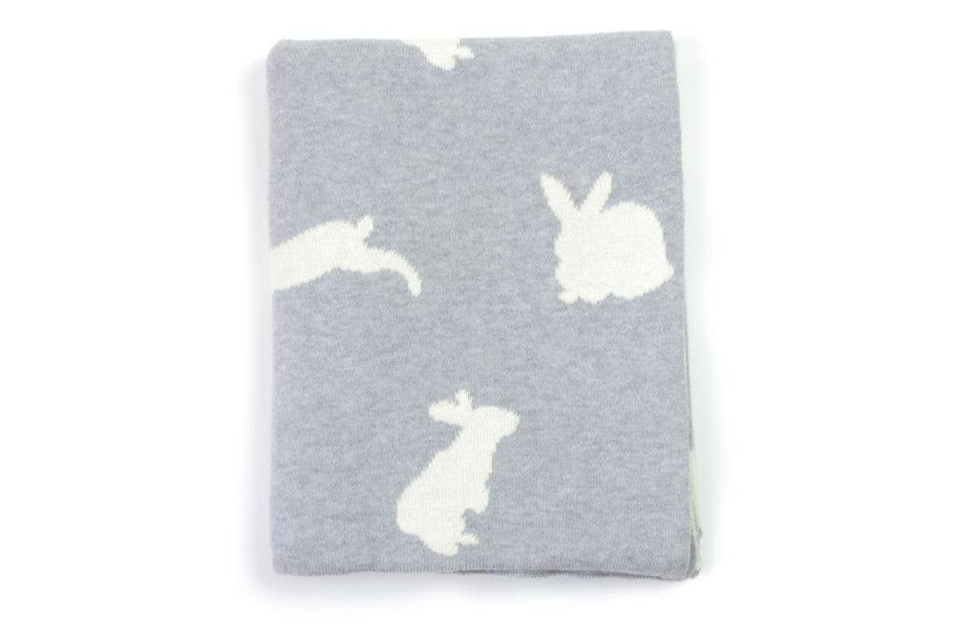 Bunny Knit Baby Blanket Grey