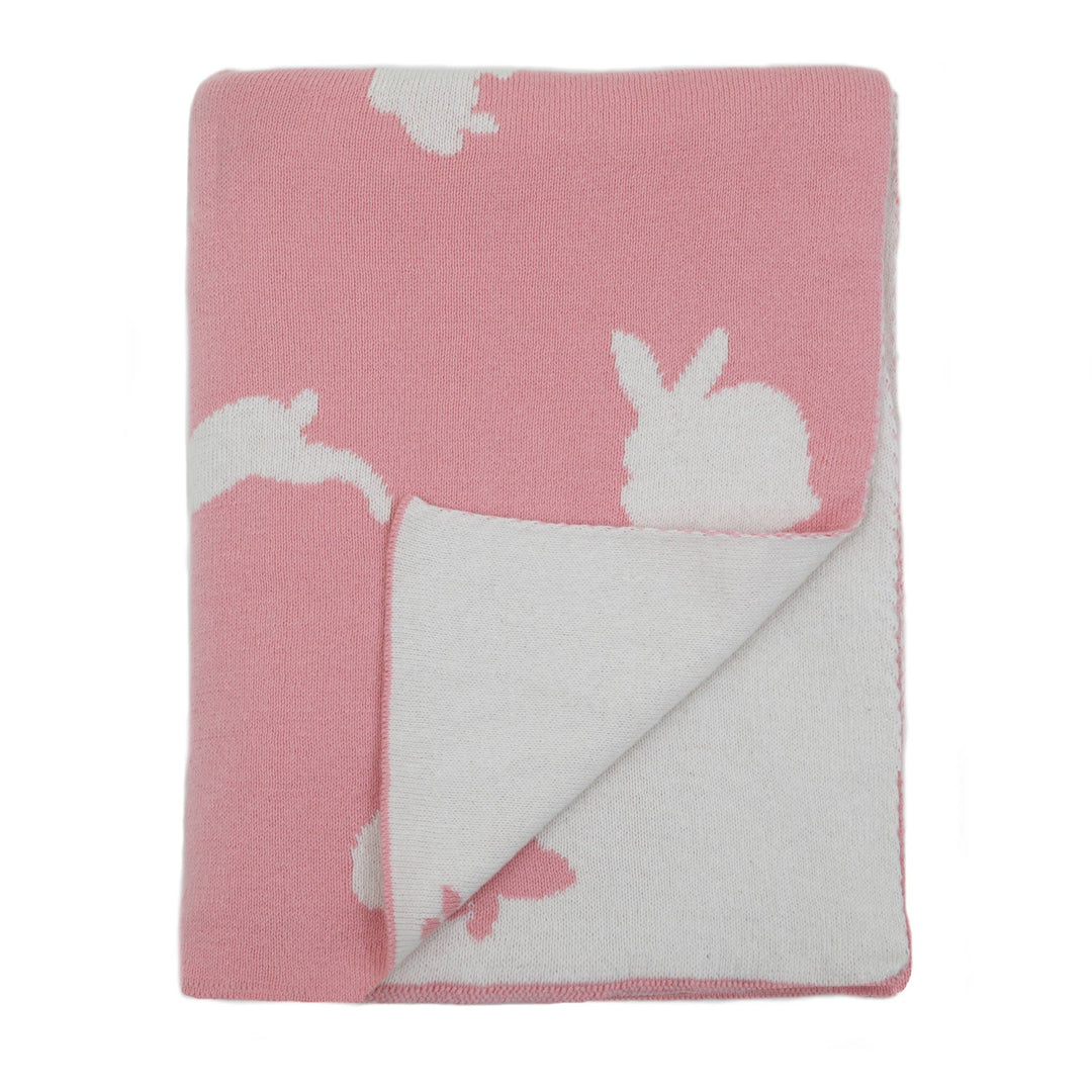 Bunny Knit Baby Blanket Pink