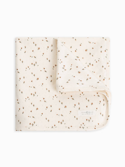 Organic Cotton Pointelle Baby Blanket in Sadie Floral or Latte