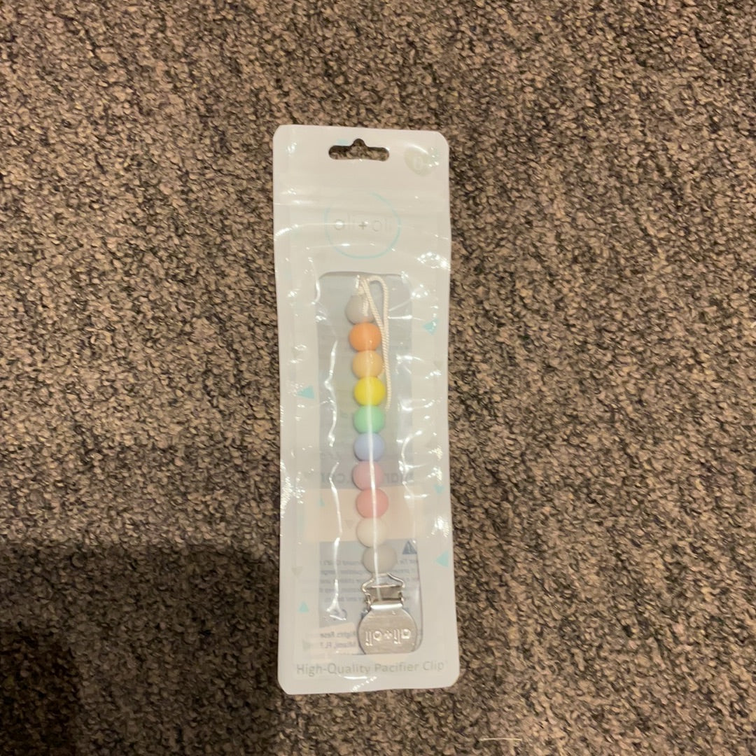 Ali + oil pacifier clip, rainbow