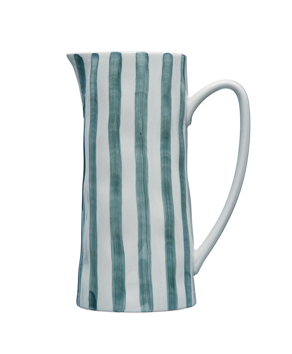 Hand-Blown Glass Hobnail Pitcher