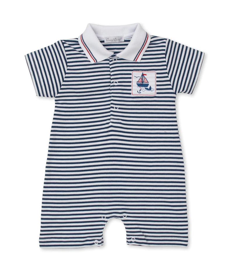 Kissy Kissy Navy Stripe Sail and Whale Short Playsuit